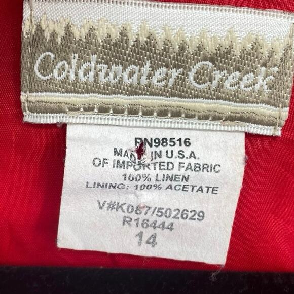 Coldwater Creek Dress Women’s 14 Red Linen Bicycle Embroidered Whimsical - Picture 8 of 8